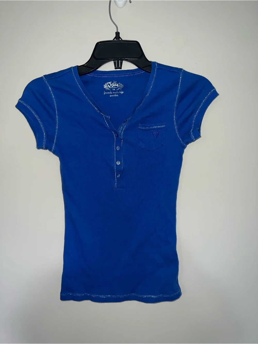 Royal blue ribbed tshirt Justice 14